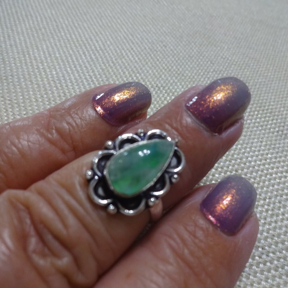 Beautiful GREEN LABRADORITE Handmade Sterling 925 Ring Size 6.75 #234C